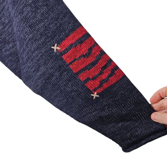 PBJ Sport Vintage Sweater Women's Large Chunky Knit Americana Patchwork Folk - Picture 6 of 9